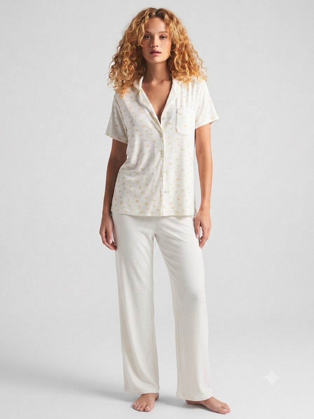 NWT SKIMS Soft Lounge Ribbed Pajama Set - Garden Floral & Marble Size Medium